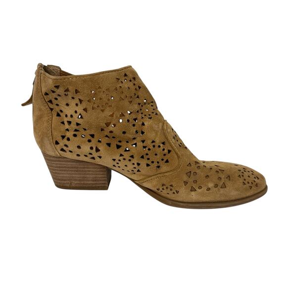Franco Sarto Brown Leather Suede Cutout ankle booties size 5 boho casual chic - Picture 1 of 7